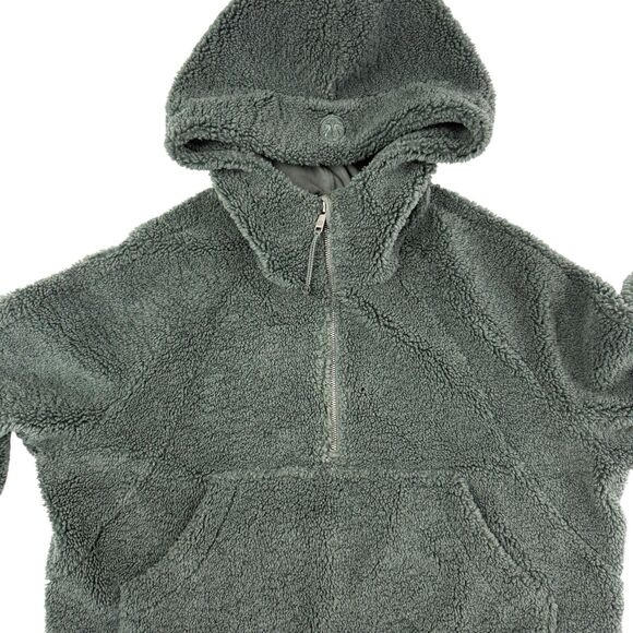 Lululemon Scuba Oversized Half-Zip Fleece Hoodie Size M/L Sherpa Green Cropped - Picture 2 of 14